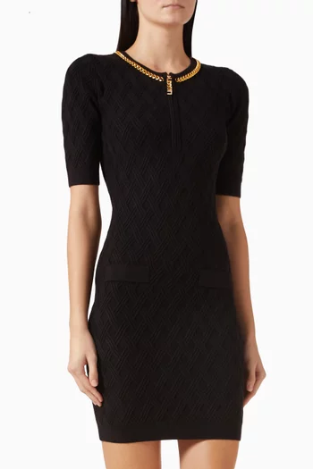 Diamond-trim Mini Dress in Knit