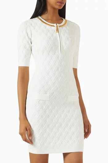 فستان قصير منسوج بنقشة معينات