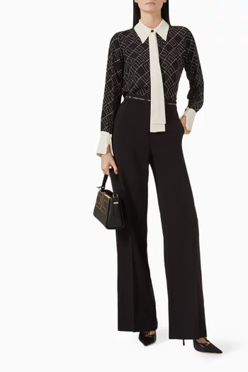 Geometric Bow Blouse in Satin