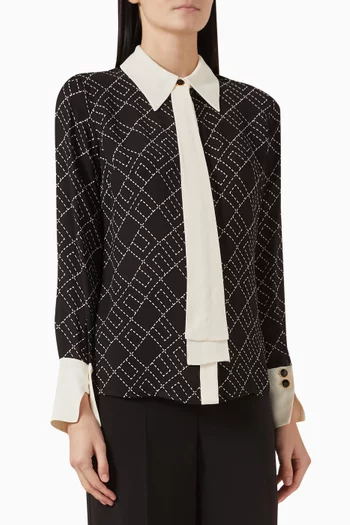 Geometric Bow Blouse in Satin