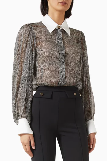 Python-print Bodysuit in Silk