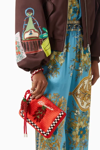 Contessa Chilli Clutch Bag in Satin