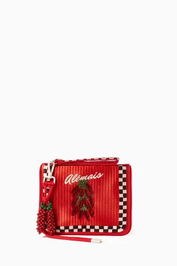 Contessa Chilli Clutch Bag in Satin