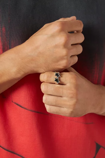 Icon Enamelled Ring in Silver-plated Brass
