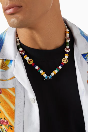 Yin Yang Flame Beaded Necklace