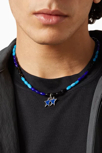Ocean Icon Beaded Necklace in Silver-plated Brass