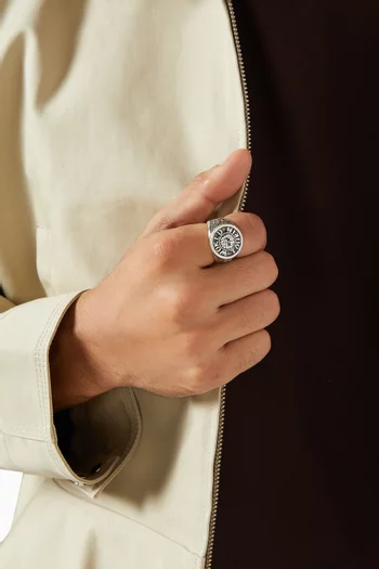 Globe Graduation Ring in Sterling Silver