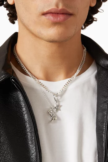Boot Double Chain Necklace in Sterling Silver
