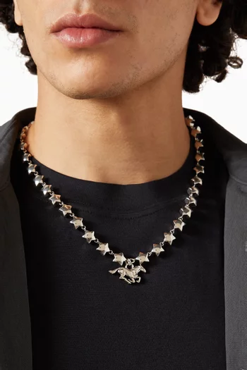 Horse Star Chain Necklace in Silver-plated Brass