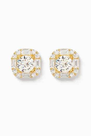 أقراط مرصعة بالكريستال فضة إسترلينية مطلية بلون ذهبي