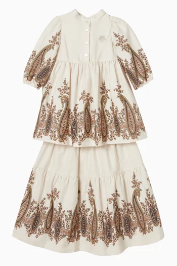 تنورة متوسطة الطول بطبعة قطن