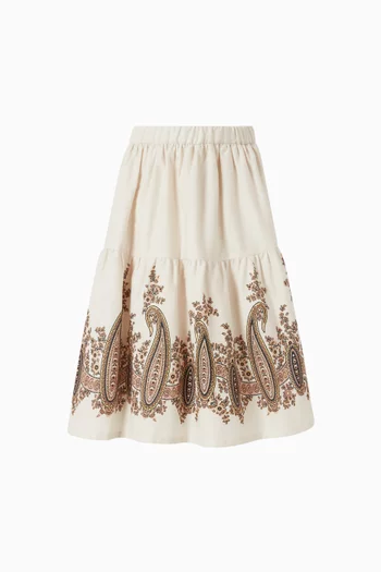 تنورة متوسطة الطول بطبعة قطن