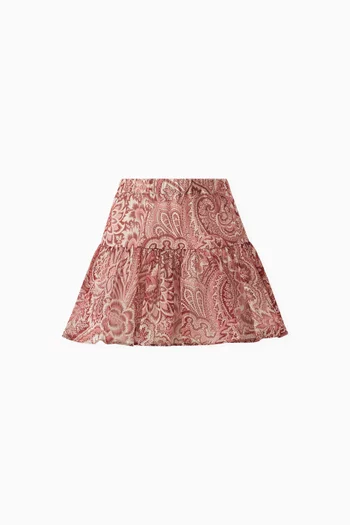 Paisley Ruffled Mini Skirt