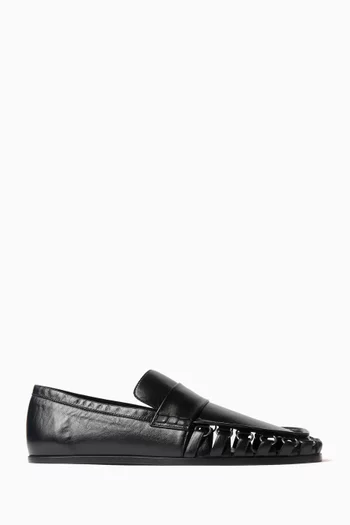 Woven-trim Loafer in Leather
