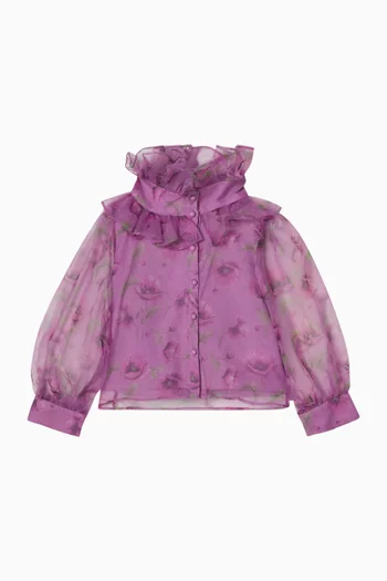 Orchid-print Blouse in Organza