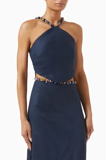 بلوزة جيانا برباط حول الرقبة مزين بالخرز