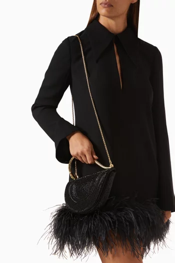 Serpenti Cuore 1968 Crystals Top-handle Bag in Suede