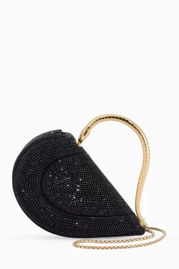 Serpenti Cuore 1968 Crystals Top-handle Bag in Suede