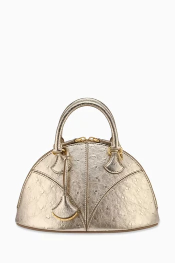Small Marquise Top-handle Bag in Metallic Ostrich Leather