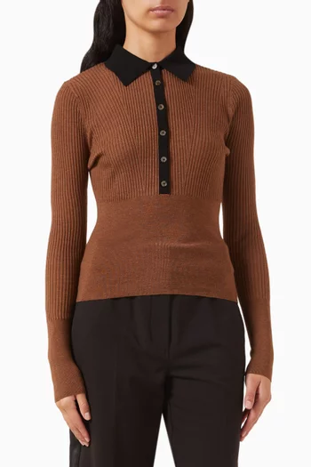 سترة سيليان بولو صوف مارينو مضلع