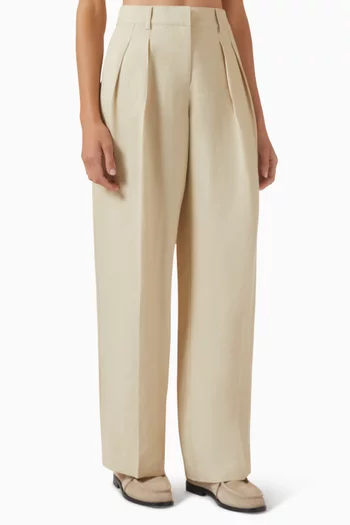 Daytona Pleated Pants in Linen Blend