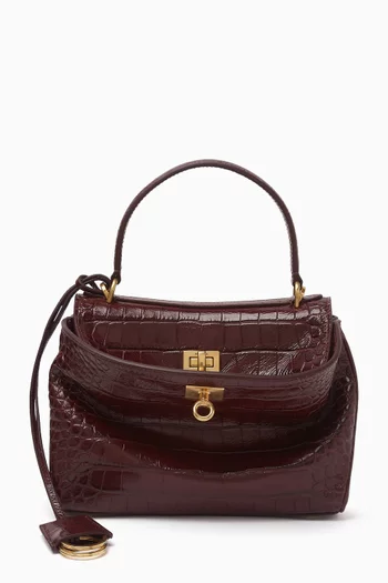 Mini Rodeo Handbag in Croc-embossed Leather