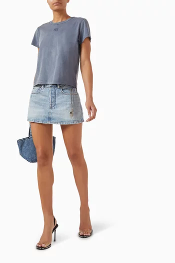 Chain Belt High-rise Skort in Denim
