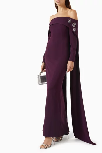Embellished Cape Dress