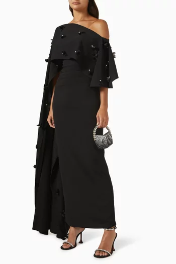 Embellished One-shoulder Dress