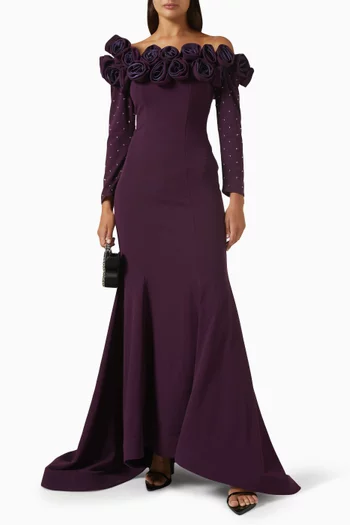 3D Floral-applique Dress