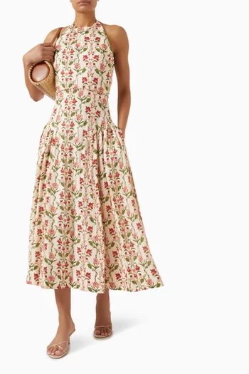 Balsa Canna Midi Dress in Linen