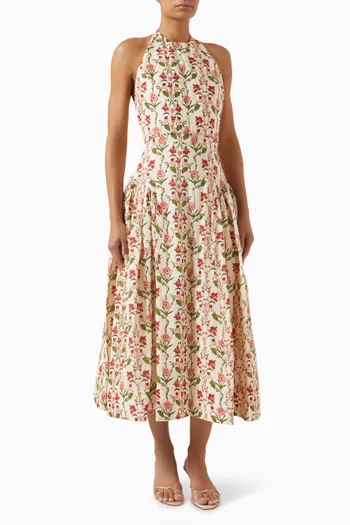 Balsa Canna Midi Dress in Linen