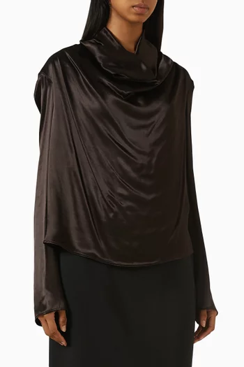 بلوزة سيرافينا بفتحة رقبة مطوية ستان