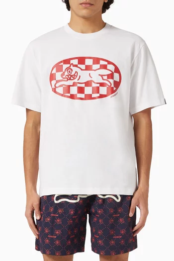 Checker Running Dog T-shirt in Cotton