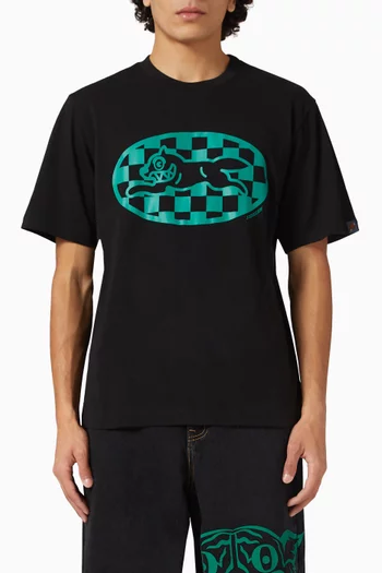 Checker Running Dog T-shirt in Cotton
