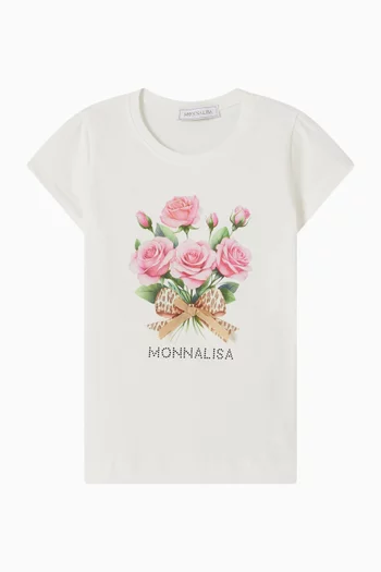Flower Graphic Print T-shirt in Cotton