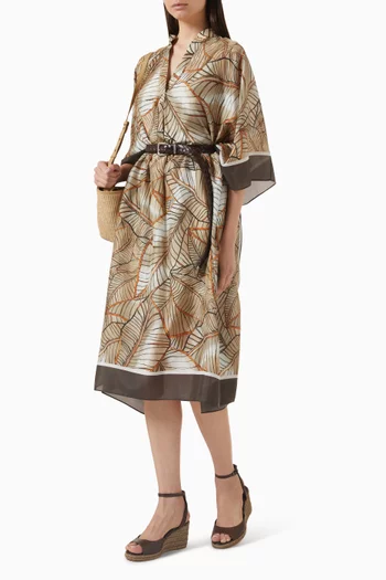 Papyrus-print Kaftan in Silk