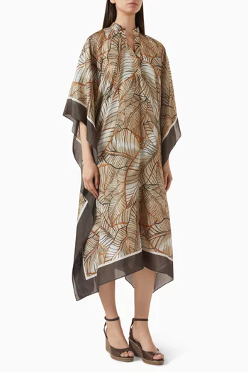 Papyrus-print Kaftan in Silk
