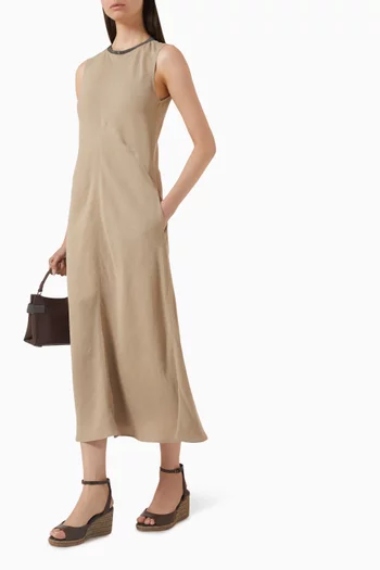 Monili-collar Dress in Twill
