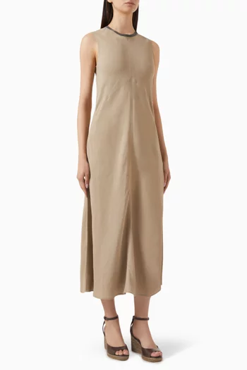 Monili-collar Dress in Twill