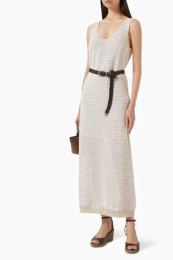 Striped Knit Dress in Linen Blend