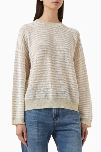 Striped Sparkling Sweater in Linen Blend