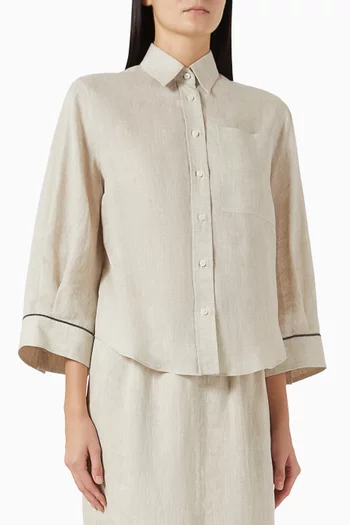 Monili Crop Shirt in Linen