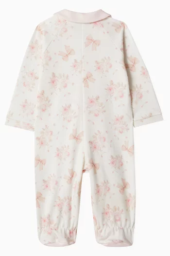 Bow & Flowers Sleepsuit in Cotton