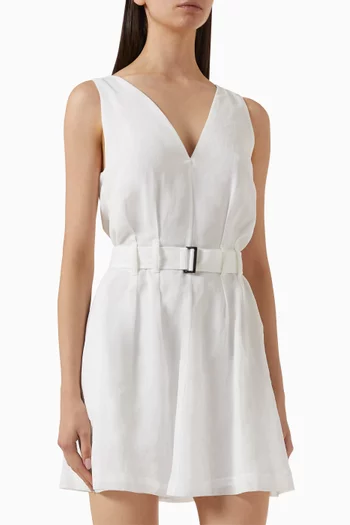 Belted Mini Dress in Cotton Organza