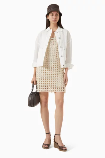 Embroidered Knit Mini Dress Jute & Cotton