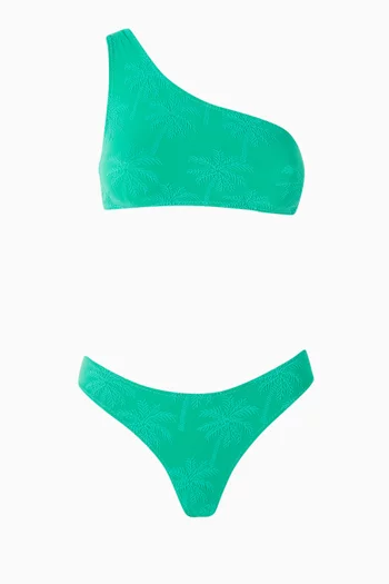 One-shoulder Bikini Set in Seersucker-fabric