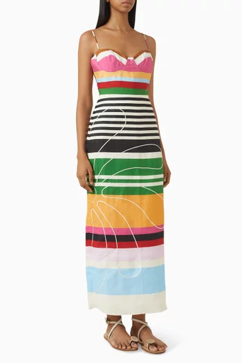 Versalles Striped Dress in Linen