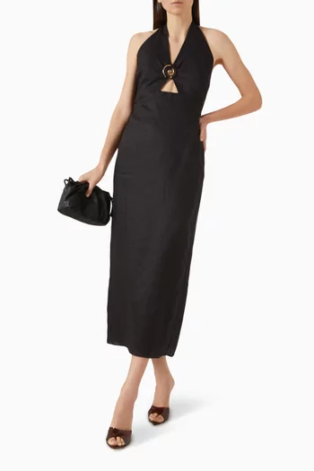 Clara Open-back Dress in Linen