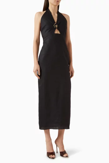 Clara Open-back Dress in Linen